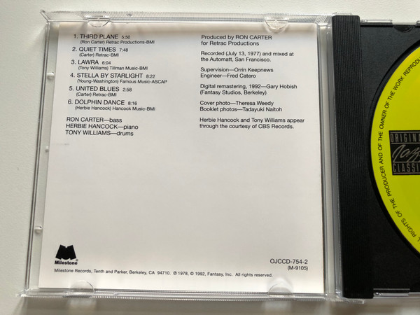 Third Plane - Ron Carter, Herbie Hancock, Tony Williams / Original Jazz Classics Audio CD 1992 / OJCCD 754-2