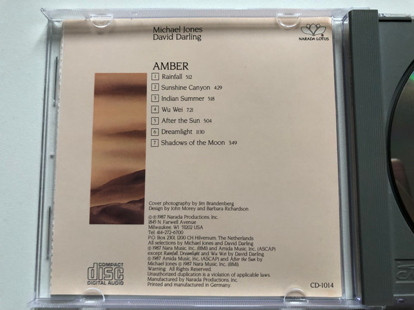 Michael Jones, David Darling – Amber / Narada Lotus Audio CD 1987 / CD-1014