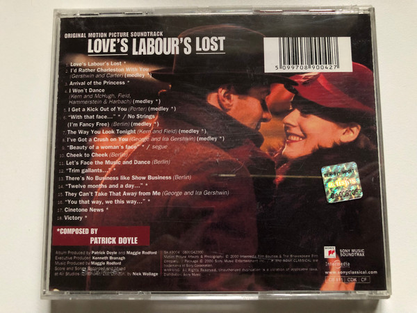 Love's Labour's Lost (Original Motion Picture Soundtrack) - Original Score By Patrick Doyle / Featuring Songs By Cole Porter, George Gershwin, Jerome Kern, Irving Berlin / Sony Music Soundtrax Audio CD 2000 / SK 89004