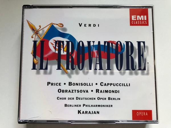 Verdi - Il Trovatore / Price, Bonisolli, Cappuccilli, Obraszowa, Raimondi, Chor der Deutschen Oper Berlin, Berliner Philharmoniker, Karajan / EMI 2x Audio CD 1995, Stereo, Box Set / 077776931128