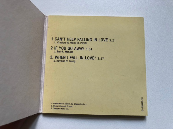 Julio Iglesias – Can't Help Falling In Love / CBS Audio CD 1990 / 656413 1