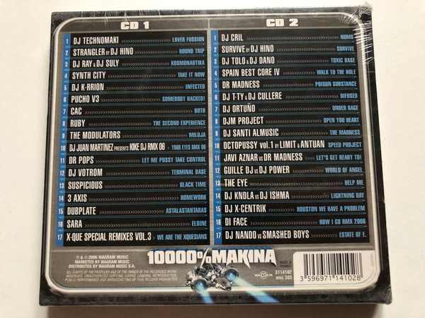 10000% Makina / DJ Technomaki, 3 Axis, X-Que Special Remixes Vol. 3, DJ Gril, Javi Aznar vs Dr Madness, Di Face, DJ Nando vs Smashed Boys... / Wagram Music 2x Audio CD 2006 / 3114102