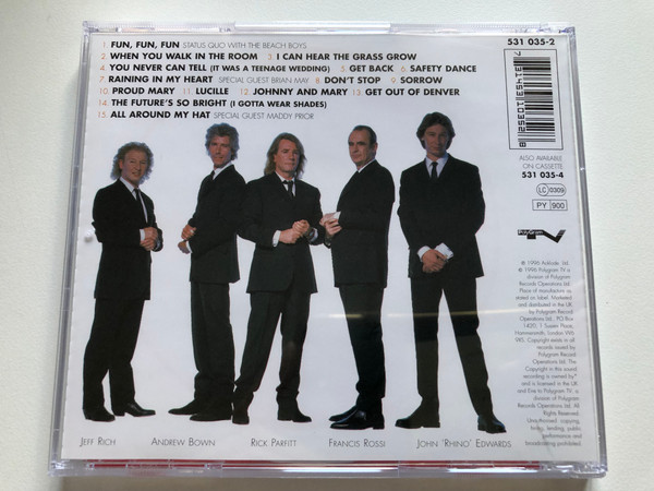 Status Quo 30th Anniversary Album - Don't Stop / Includes: Fun, Fun, Fun with The Beach Boys; When You Walk In The Room; Get Back; Raining In My Heart With Brian May; Plus Many More Rock Classics / Polygram TV Audio CD 1996 / 531 035-2