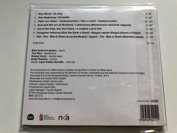Béla Szakcsi Lakatos, Tim Ries, Robert Hurst, Rudy Royston – Climate Change / Budapest Music Center Records Audio CD 2014 / BMC CD 212