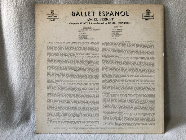 Angel Pericet – Ballet Español  Montilla Records  LP VINYL FM-81