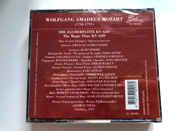 W. A. Mozart - Die Zauberflöte = The Magic Flute - Leopold Simoneau, Lisa Della Casa, Walter Berry, Erika Koth, Kurt Bohme, Conductor: George Szell / Gala 2x Audio CD, Box Set / GL 100.502