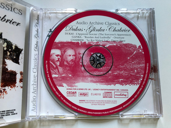 Dukas, Glinka, Chabrier / Dukas - L'Apprenti Sorcier (The Sorcerer's Apprentice); Glinka - "Russlan And Ludmilla" - Overture; Chabrier - "Le Roi Malgré Lui" - Danse Slave / Audio Archive Classics Audio CD / CLA010