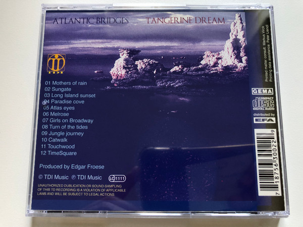 Tangerine Dream – Atlantic Bridges / TDI Music Audio CD 1998 / TDI CD002