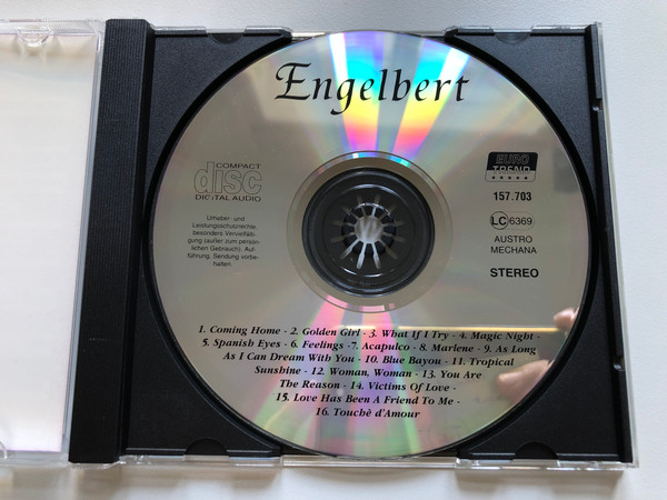 Engelbert - Volume II / Tropical Sunshine; Blue Bayou; Acapulco; Feelings; Touche D'amour; Spanish Eyes; What If I Try; a. m. o. / Eurotrend Audio CD Stereo / CD 157.703 