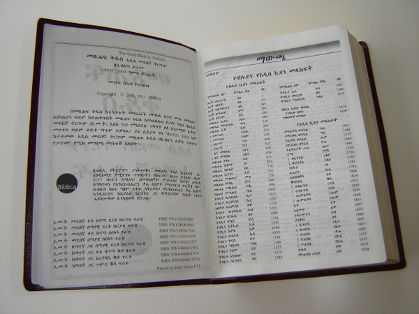 Amharic Study Bible / Navy Leather Bound with Golden Edges