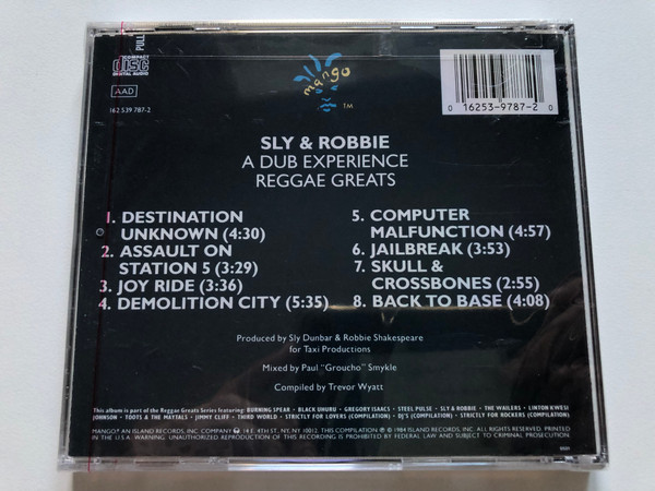 Sly & Robbie – A Dub Experience / Mango Audio CD 1984 / 162 539 787-2