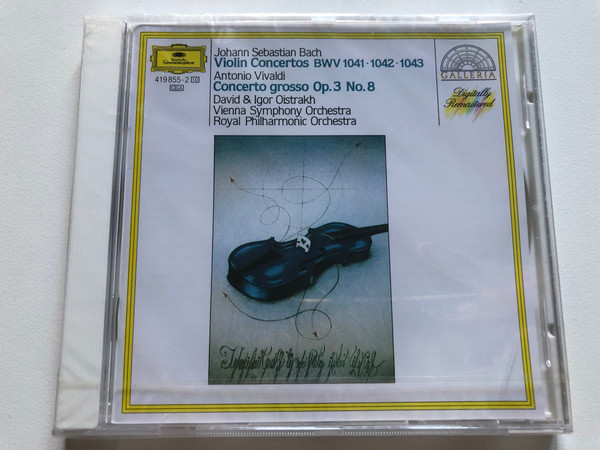 Johann Sebastian Bach - Violin Concertos BWV 1041, 1042, 1043; Antonio Vivaldi - Concerto Grosso Op. 3 Nr. 8 / David & Igor Oistrach, Vienna Symphony Orchestra/ Deutsche Grammophon Audio CD 1987 Stereo / 419 855-2