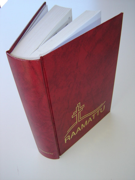 RAAMATTU / Finnish Bible with Double Cross Design / Pyha Raamattu Burgundy Cover
