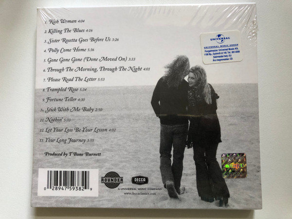 Raising Sand - Robert Plant; Alison Krauss / Includes the single ''Gone Gone Gone (Done Moved On)'' / Produced by T Bone Burnett / Decca Audio CD 2007 / 475 9382