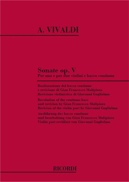 Vivaldi, Antonio: 6 SON. PER VL. E B.C. OP.V / Ricordi / 1990