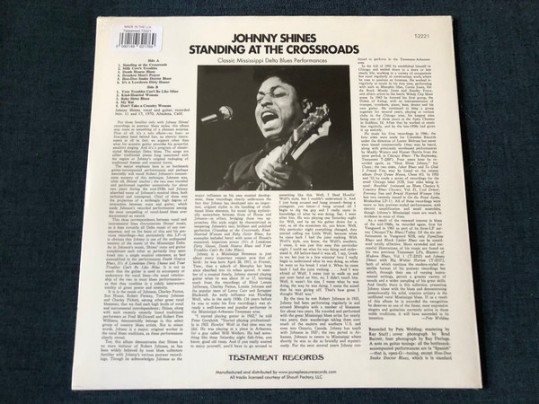 Johnny Shines – Standing At The Crossroads / Classic Mississippi Delta Blues Performances / Testament Records LP Stereo / T-2221