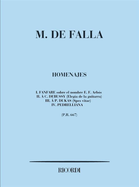 Falla, Manuel de: HOMENAJES (4) SUITE PER ORCHESTRA / Ricordi / 1984