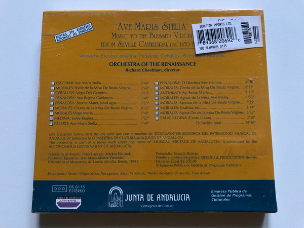 Ave Maris Stella - Musica De La Catedral De Sevilla - Dedicada A La Virgen Maria (ca. 1470-1550) - Obras de Escobar, Medina, Penalosa, Ceballos, Palero Y Morales. / Orchestra Of The Renaissance, Richard Cheetham / Almaviva Audio CD / DS 0115