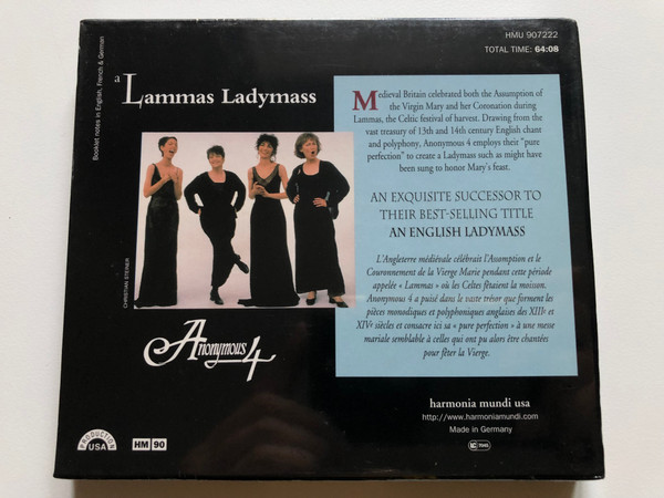 A Lammas Ladymass - Anonymous 4 / 13th and 14th Century English Chant and Polyphony / Harmonia Mundi Audio CD / HMU 907222 