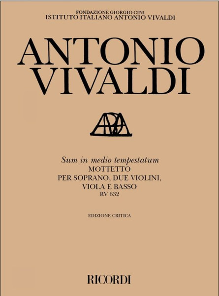 Vivaldi, Antonio: SUM IN MEDIO TEMPESTATUM. MOTTETTO PER S., 2 VL., VLA E B. RV 632 / Ricordi / 1989