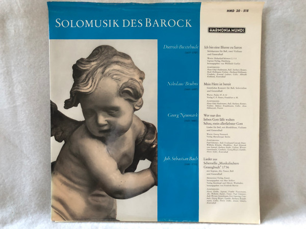 Dieterich Buxtehude, Nikolaus Bruhns, Georg Neumark, Johann Sebastian Bach – Solomusik Des Barock / Harmonia Mundi /LP VINYL HMD 30 518