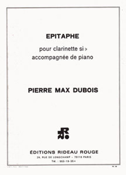 Dubois, Pierre-Max: EPITAPHE CLARINETTE/PIANO / Durand