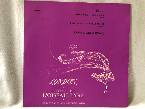 Weber Annie D'arco (Piano)  Microgroove Record  LP VINYL OL 50068