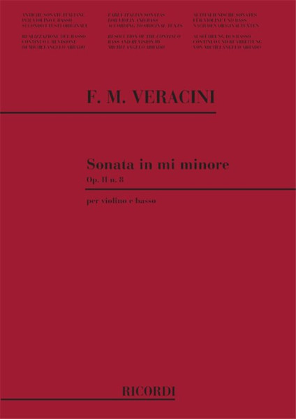 Vittadini, Franco, Veracini, Francesco Maria: SON. PER VL. E BASSO OP.II: N.8 IN MI MIN. / Ricordi Americana / 1974