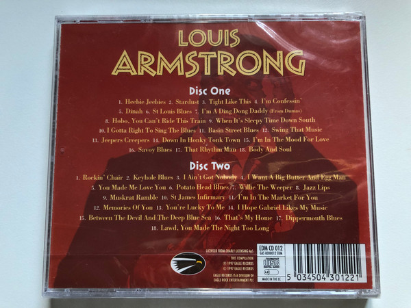 Louis Armstrong – The Masters / 36 Classic Tracks Including Heebie Jeebies; Stardust; Tight Like This; I'm Confessin'; Dinah; St. Louis Blues / Eagle Records 2x Audio CD 1997 / EDM CD 012