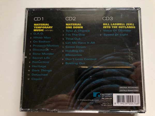 SXL & Material - Bill Laswell - Temporary Music; One Down; Into The Outlands / Album Collection / Factory Of Sounds 3x Audio CD 2018 / FOS 2205159