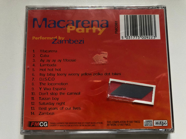 Macarena Party - Performed By Zambezi / Including: Macarena, Cuba, Hot Hot Hot, Lambada, and many more / FMCG Audio CD 1997 / FMC061