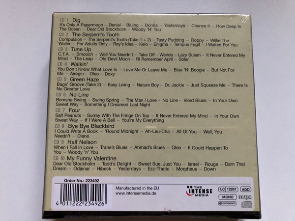 Miles Davis – Just Squeeze Me / No Line; Dig; The Serpent’s Tooth; Tune Up; Walkin'; Green Haze; Swing Spring; Four; Bye Bye Blackbird; Half Nelson; My Funny Valentine / Documents 10x Audio CD, Box Set, Mono / 223492