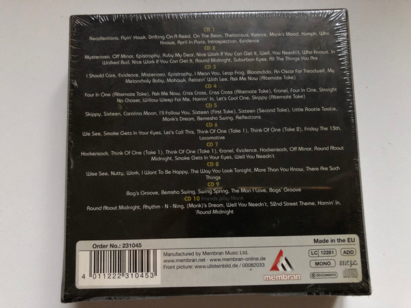Thelonious Monk - Monk's Dream; Ask Me Now; Hackensack; Evidence; Epistrophy; and many more / Documents 10x Audio CD, Mono, Box Set / 231045