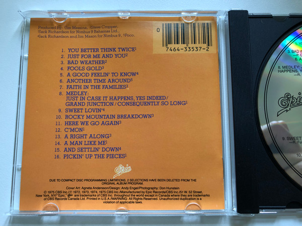 The Very Best Of Poco / 2-Record Set On 1 Compact Disc / Epic Audio CD / EGK 33537