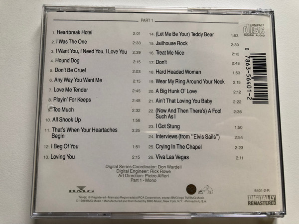 Elvis - 50 Worldwide Gold Award Hits - Volume 1, Part 1 / RCA Audio CD 1988 / 6401-2-R 