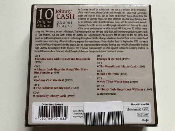 Johnny Cash – 10 Original Albums & Bonus Tracks / Documents 10x Audio CD, Box Set / 600183