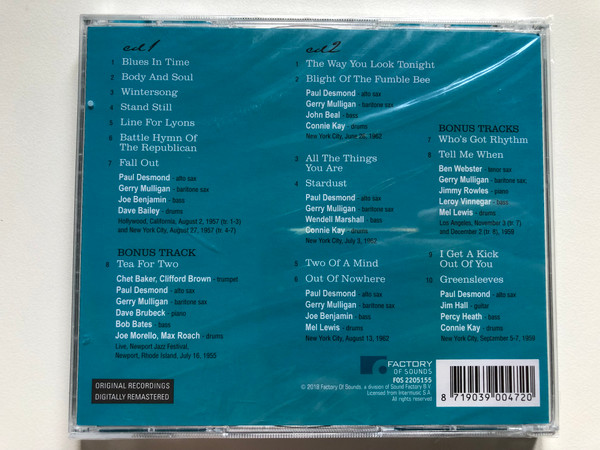 Paul Desmond & Gerry Mulligan - Together / Factory Of Sounds 2x Audio CD 2018 / FOS 2205155