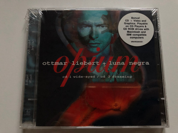 Ottmar Liebert + Luna Negra – Opium / CD 1: Wide-eyed, CD 2: Dreaming / Bonus! CD + Video and Graphics. Playable on CD Players & CD ROM drivers with Macintosh and IBM compatible computers / Epic 2x Audio CD 1996 / E2K 67083