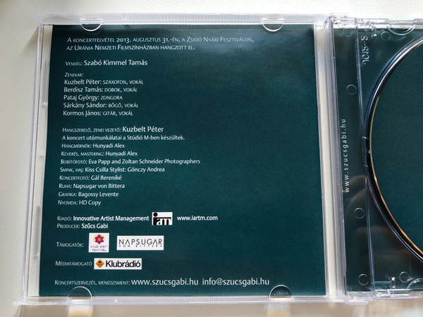 Szűcs Gabi – Swinging Amy koncert / Innovative Artist Management Audio CD / 5999884944041