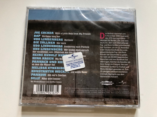 Mauerfall - Das Legendäre Konzert Für Berlin '89 / Feat. Udo Lindenberg, Nina Hagen, Silly, Bap, Joe Cocker, H. R. Kunze, Pankow, Melissa Etheridge, Konstantin Wecker / Panorama Audio CD 2014 / 479 4167