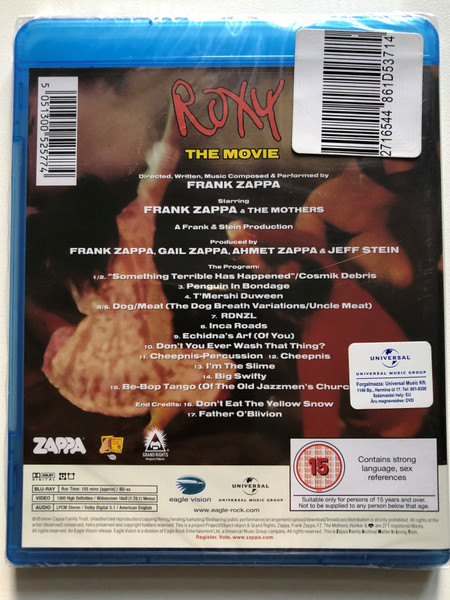 Roxy - The Movie - Starring Frank Zappa & The Mothers / Every Fan His Prisoner... Every Guitar His Slave! / Eagle Vision Blu-ray Disc / ERBRD5257