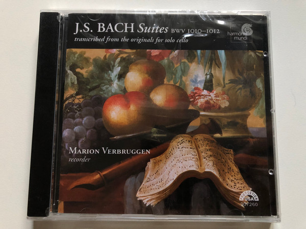 J.S. Bach - Suites, BWV 1010-1012 (transcribed from the originals for solo cello) - Marion Verbruggen (recorder) / Harmonia Mundi Audio CD 2001 / HMU 907260