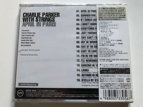 Charlie Parker With Strings – April In Paris / The Genius Of Charlie Parker #2 / Verve Records Audio CD / UCCU-5033