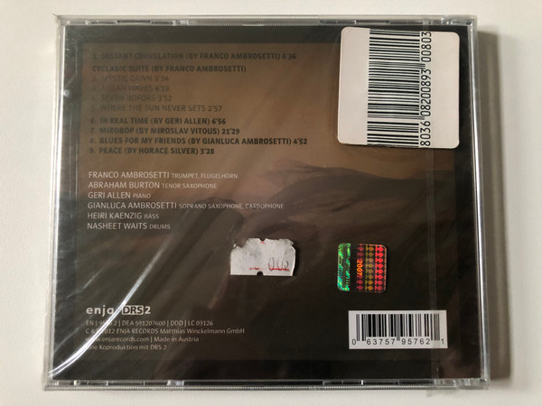 Franco Ambrosetti – Cycladic Moods / Franco Ambrosetti, Abraham Burton, Geri Allen, Gianluca Ambrosetti, Heiri Kaenzig, Nasheet Waits / Enja Records Audio CD 2012 / ENJ-9576 2