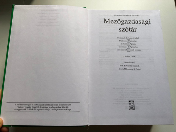 Mezőgazdasági szótár by G. Haensch, G. Haberkamp de Antón / Dictionary of Agriculture / Diccionario de Agricultura / Mező Gazda / Hardcover / Multilingual dictionary - Hun - Eng - Ger - Fra - Spa - Rus (9639358142)