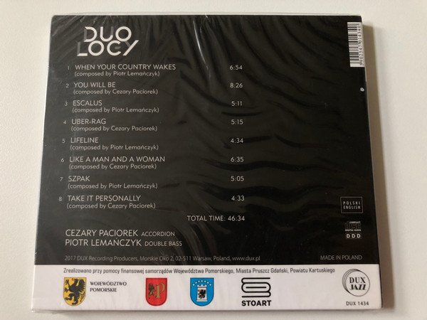 Duology - Piotr Lemanczyk (double bass), Cezary Paciorek (accordion) / DUX Recording Producers Audio CD 2017 / DUX 1434