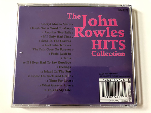 The John Rowles Hits Collection / Featuring: Cheryl Moana Marie; Tania; If I Only Had Time; Hush Not A Word To Mary... plus many more / EMI Audio CD 1996 / 8147072