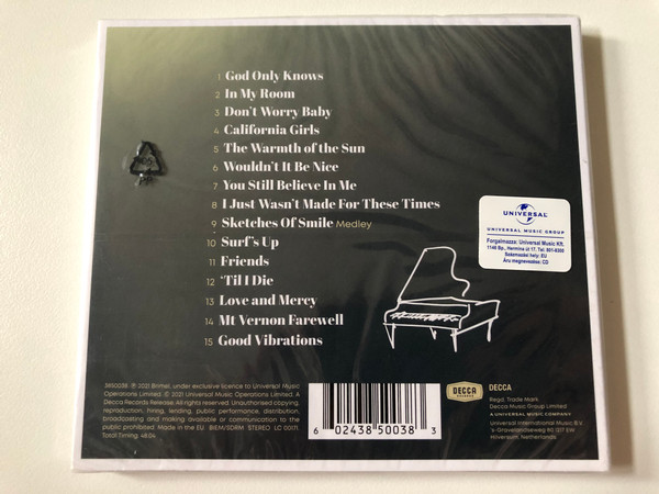 Brian Wilson - At My Piano - His Classics Hits Reimagined For Solo Piano / New Piano Versions Of 'God Only Knows', 'Good Vibrations', 'California Girls', 'Love And Mercy', 'Wouldn’t It Be Nice', 'Don’t Worry Baby' / Decca Audio CD 2021 Stereo / 3850038