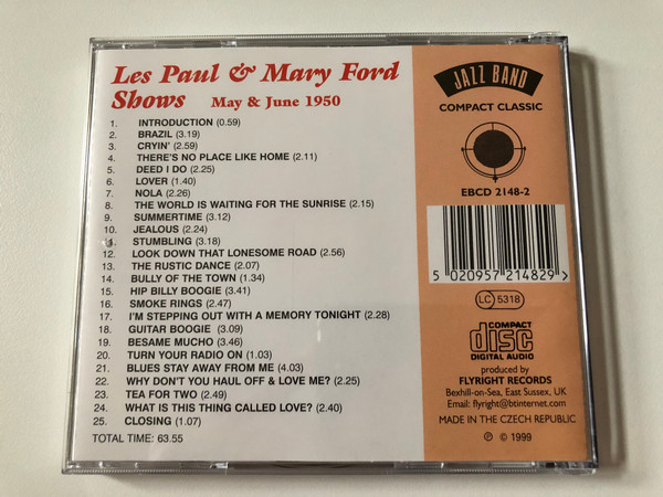 Les Paul & Mary Ford Shows - May & June 1950 / Jazz Band Compact Classic Audio CD 1999 / EBCD 2148-2