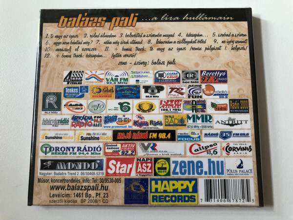 Balázs Pali – ... A Líra Hullámain / Happy Records Audio CD 2008 / BP 2008/1 CD